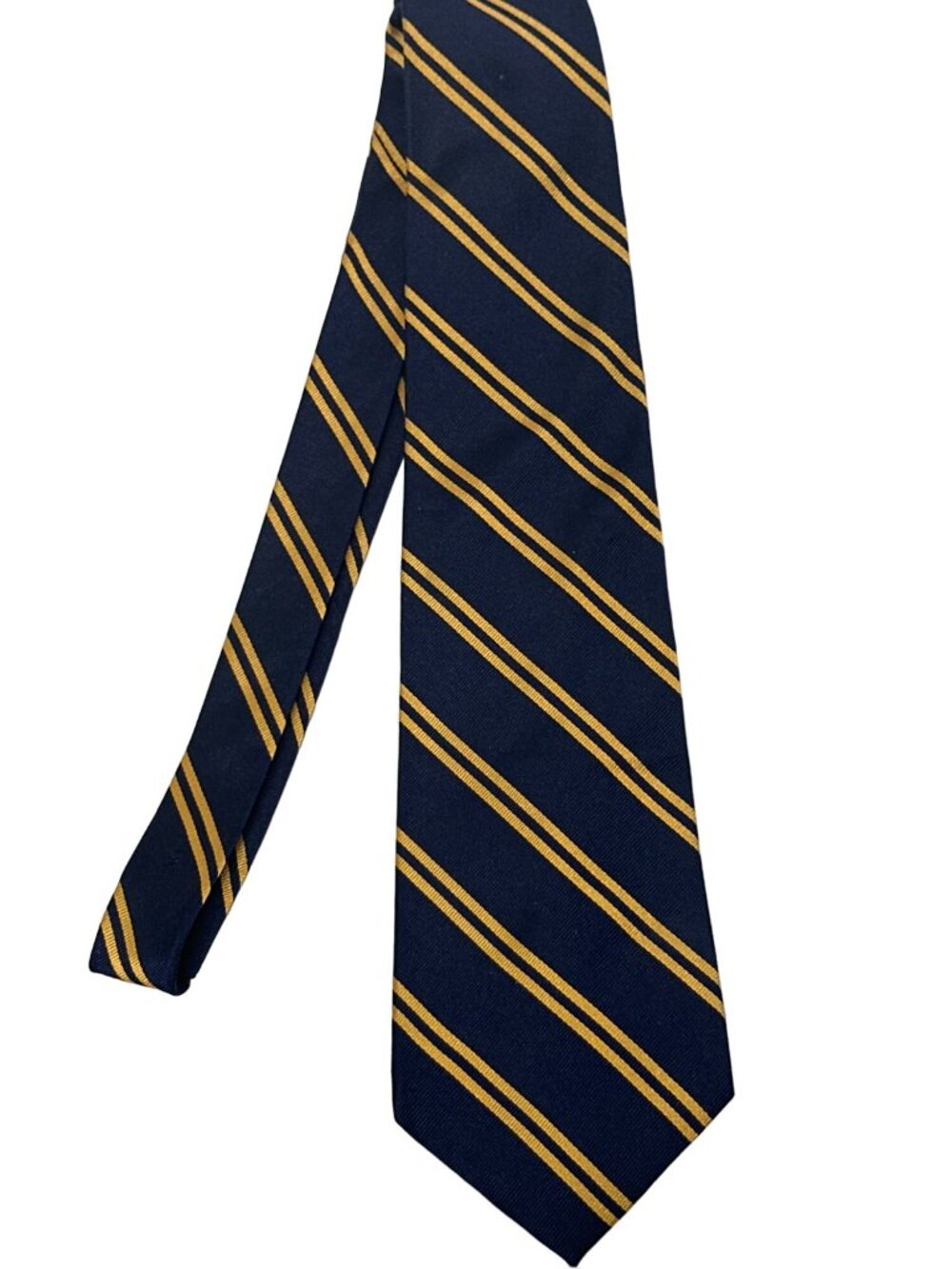 Ralph Lauren men's blue yellow striped silk tie hand finished